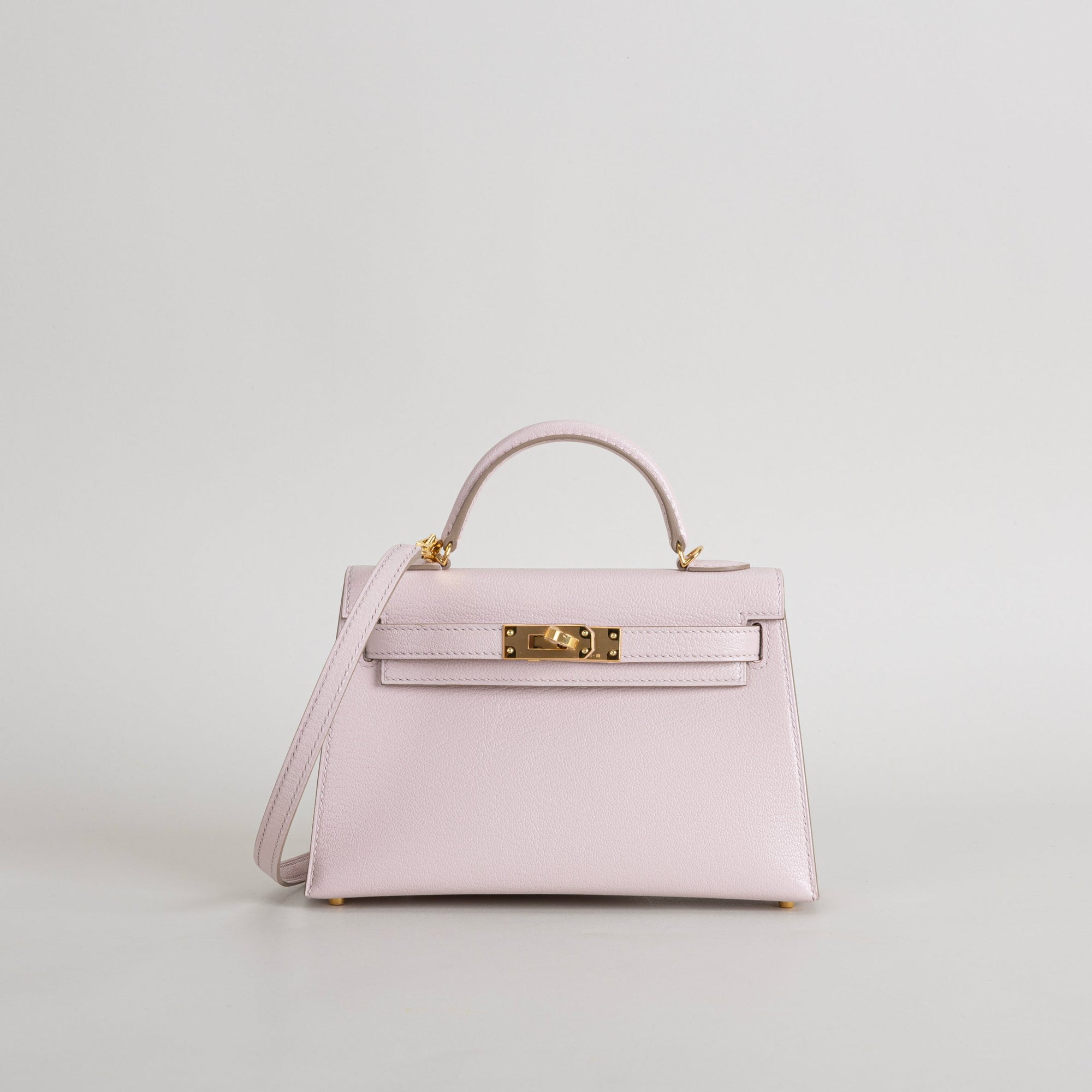 MINI KELLY II (20) CHEVRE LEATHER ROSE DARLING WITH GOLD HARDWARE (GHW)