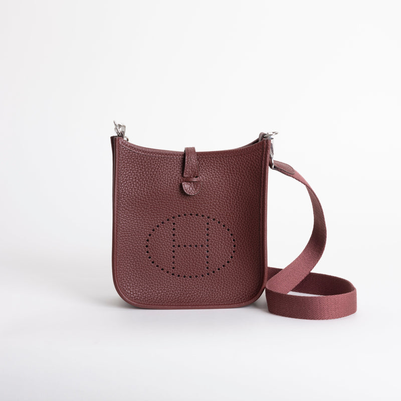 MINI EVELYNE (TPM) CLEMENCE LEATHER ROUGE H WITH PALLADIUM HARDWARE (PHW)