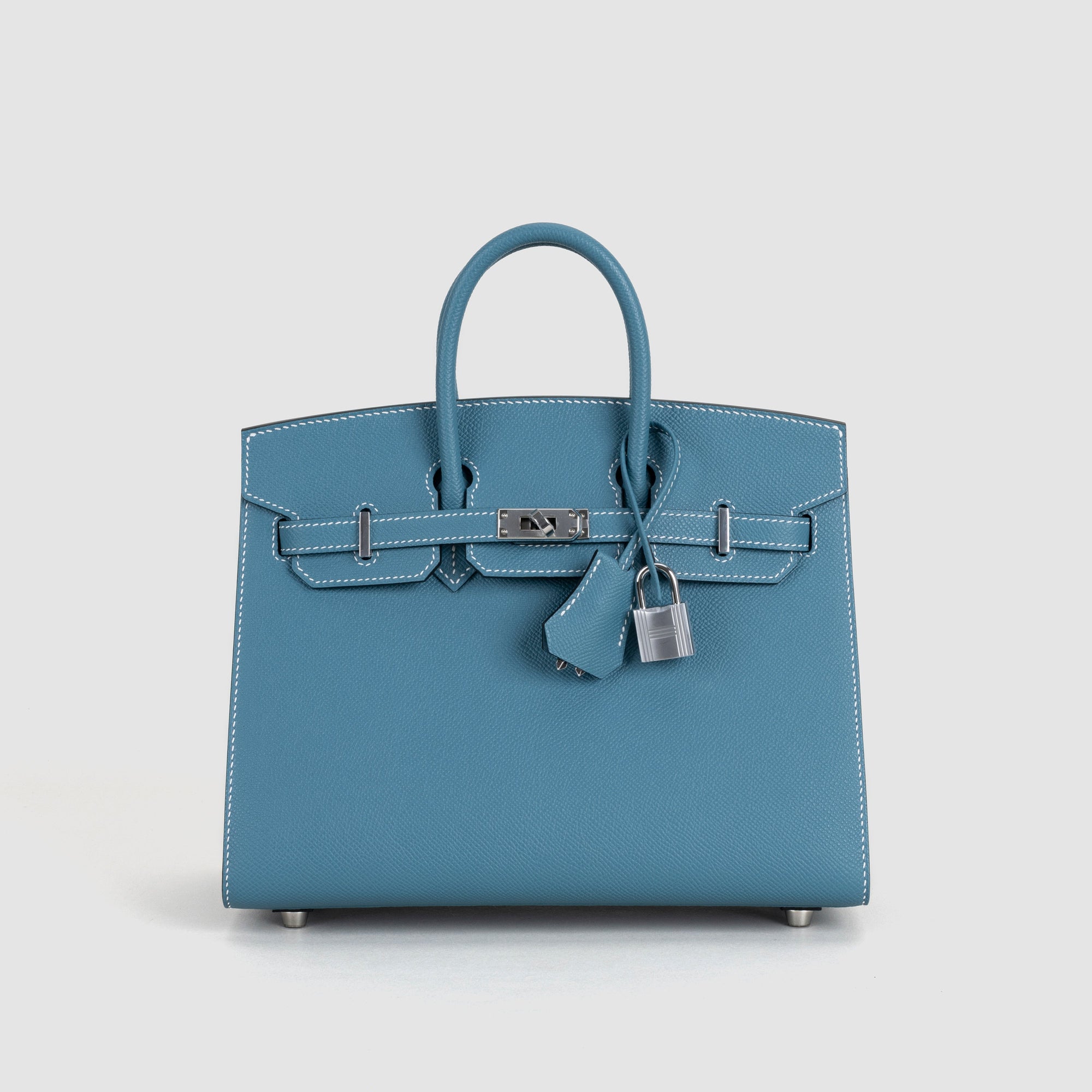 BIRKIN 25 (SELLIER SHAPE) EPSOM LEATHER BLEU JEAN WITH PALLADIUM HARDWARE (PHW)