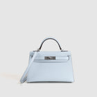 MINI KELLY II (20) EPSOM LEATHER BLEU AZUR WITH PALLADIUM HARDWARE (PHW)