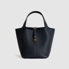 PICOTIN 22 LOCK CLEMENCE LEATHER BLEU NUIT WITH GOLD HARDWARE (GHW)