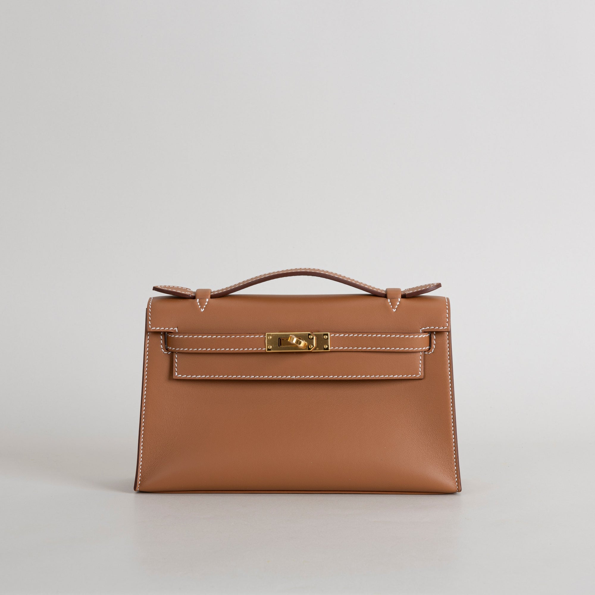 KELLY POCHETTE SWIFT LEATHER GOLD WITH GOLD HARDWARE (GHW)