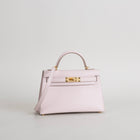 MINI KELLY II (20) CHEVRE LEATHER ROSE DARLING WITH GOLD HARDWARE (GHW)