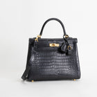 KELLY 25 MATTE POROSUS CROCODILE LEATHER NOIR (BLACK) WITH GOLD HARDWARE (GHW)