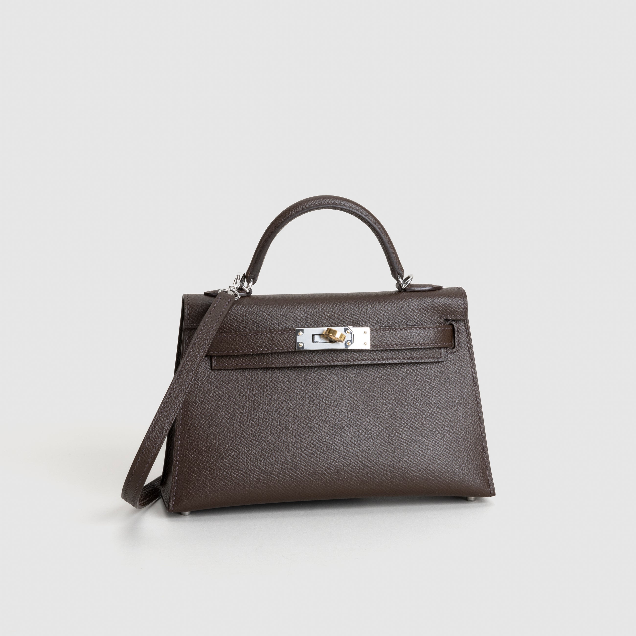 MINI KELLY II (20) EPSOM LEATHER EBENE WITH ELECTRUM HARDWARE (EHW)