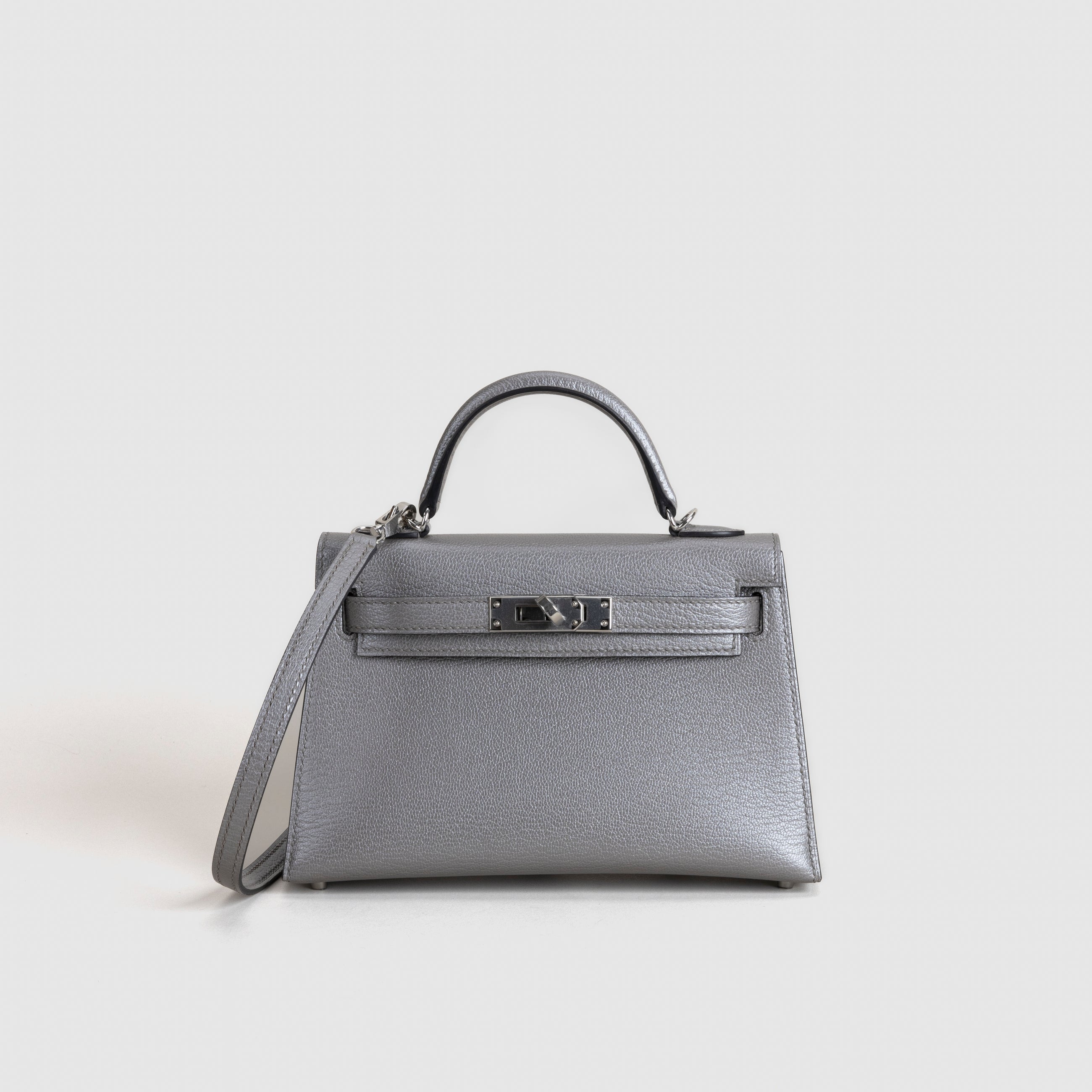 MINI KELLY II (20) CHAMKILLIGHT CHÈVRE LEATHER GRIS ARGENTE WITH PALLADIUM HARDWARE (PHW)