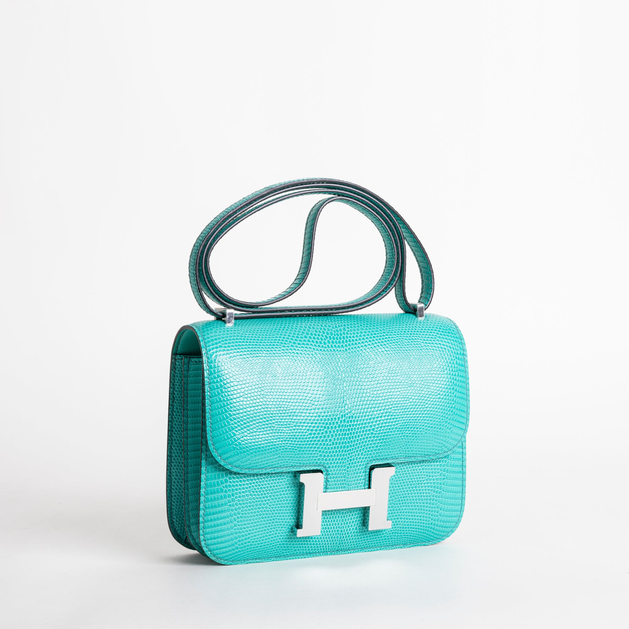 CONSTANCE 18 (MINI) LIZARD LEATHER MENTHE WITH PALLADIUM HARDWARE (PHW)