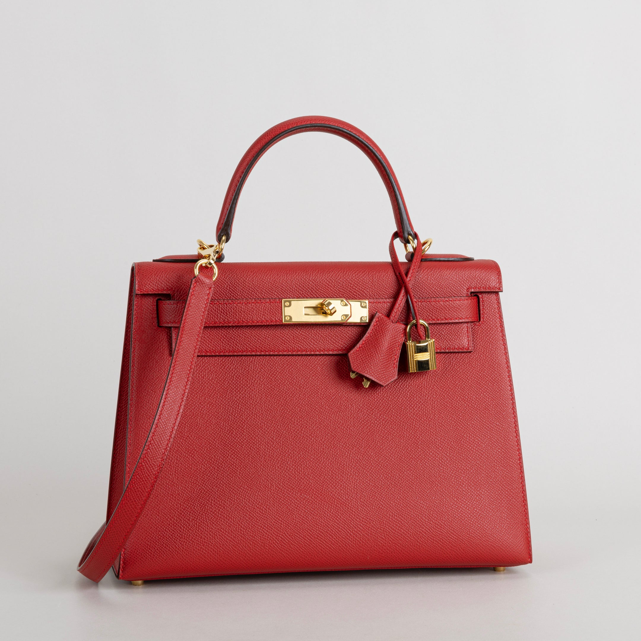 KELLY 28 EPSOM LEATHER ROUGE CASAQUE WITH GOLD HARDWARE (GHW)
