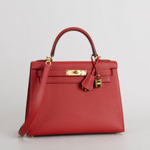 KELLY 28 EPSOM LEATHER ROUGE CASAQUE WITH GOLD HARDWARE (GHW)