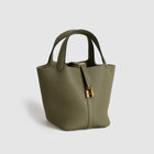 PICOTIN 18 LOCK CLEMENCE LEATHER VERT OLIVE WITH GOLD HARDWARE (GHW)
