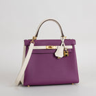 KELLY 25 TOGO LEATHER HORSESHOE STAMP (HSS) BI-COLOR ANEMONE & CRAIE WITH GOLD HARDWARE (GHW)