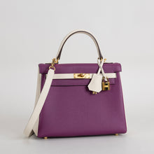 KELLY 25 TOGO LEATHER HORSESHOE STAMP (HSS) BI-COLOR ANEMONE & CRAIE WITH GOLD HARDWARE (GHW)