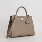 KELLY 28 EPSOM LEATHER ETOUPE WITH PALLADIUM HARDWARE (PHW)
