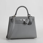 KELLY 25 EPSOM LEATHER GRIS MEYER WITH PALLADIUM HARDWARE (PHW)