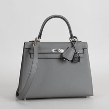 KELLY 25 EPSOM LEATHER GRIS MEYER WITH PALLADIUM HARDWARE (PHW)