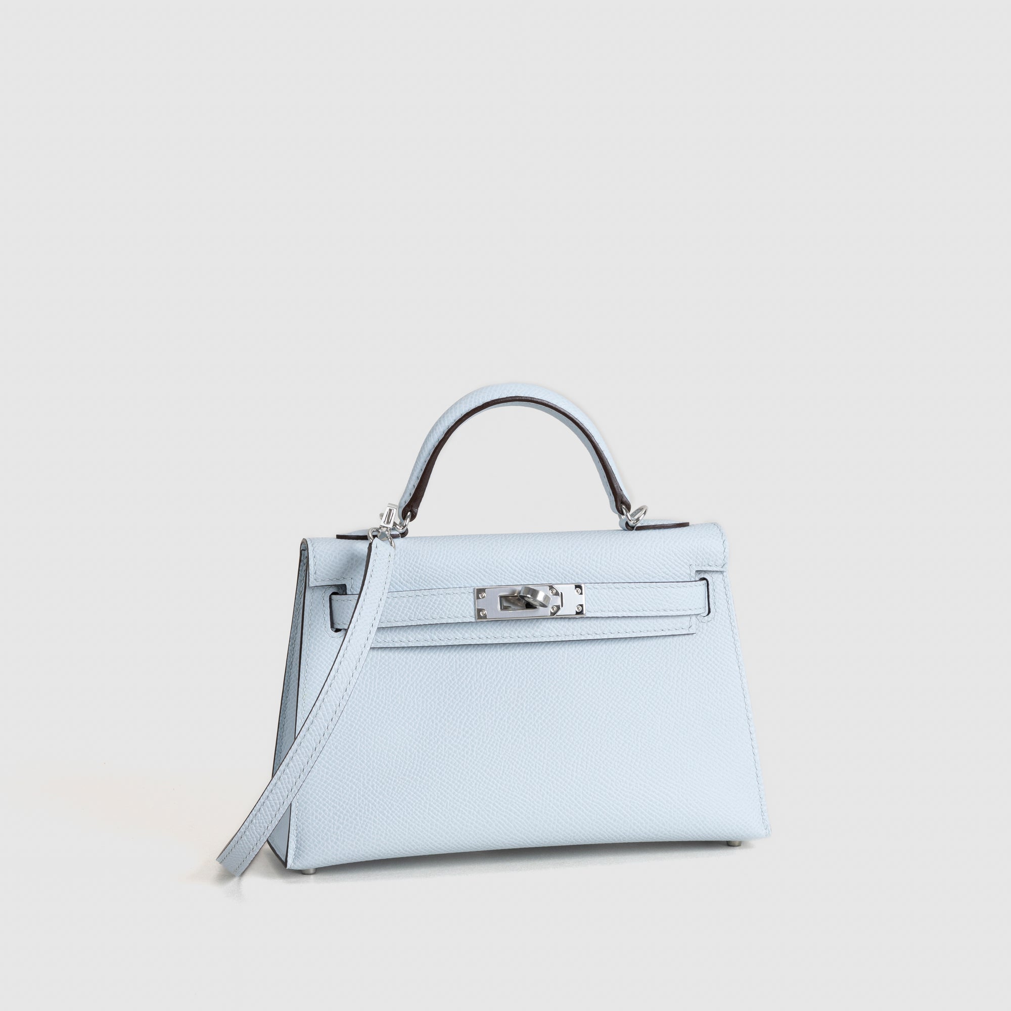 MINI KELLY II (20) EPSOM LEATHER BLEU AZUR WITH PALLADIUM HARDWARE (PHW)