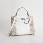 KELLY 25 NILOTICUS CROCODILE (MATTE) LEATHER HIMALAYA WITH PALLADIUM HARDWARE (PHW)