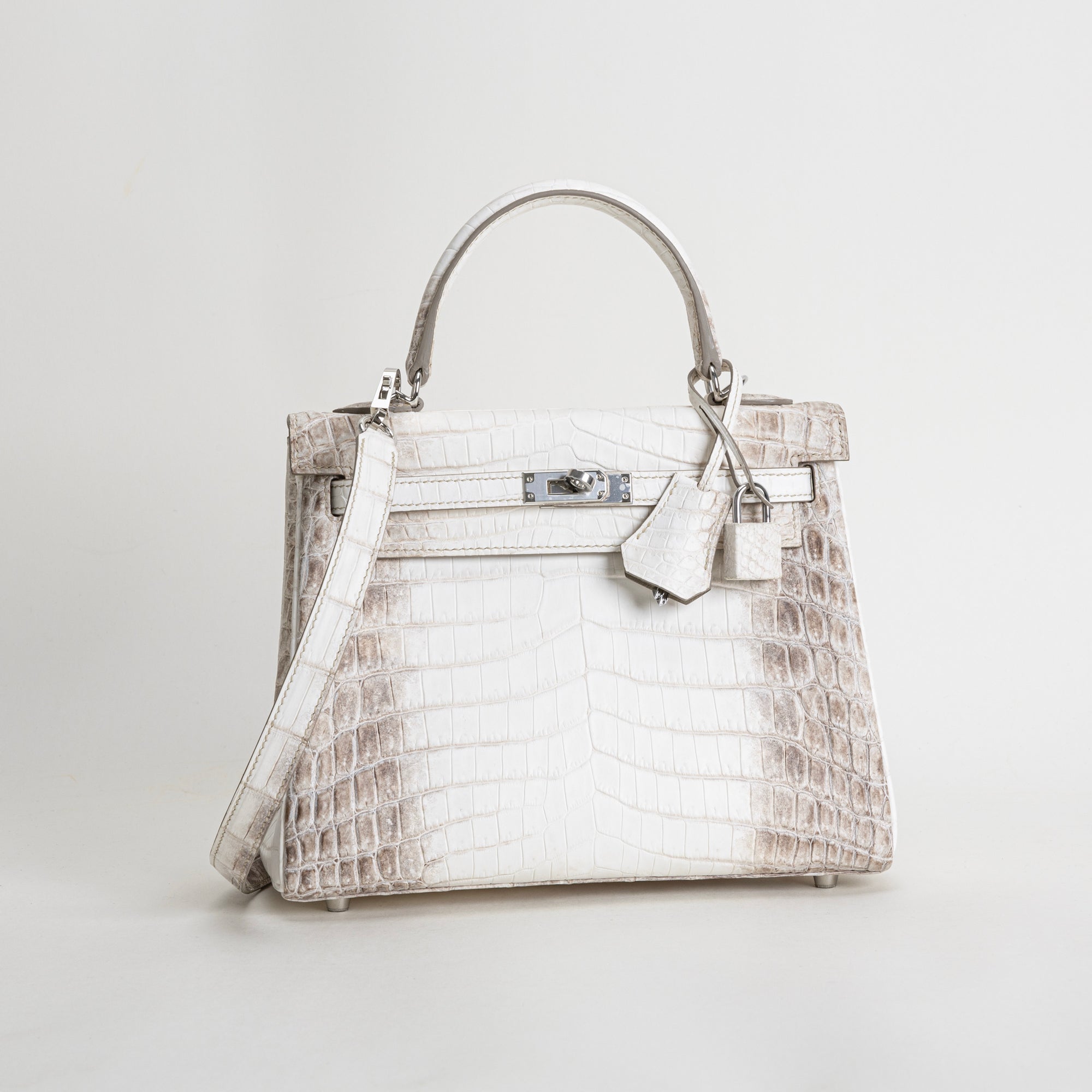 KELLY 25 NILOTICUS CROCODILE (MATTE) LEATHER HIMALAYA WITH PALLADIUM HARDWARE (PHW)