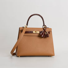 KELLY 25 SHINY (LISSE) TOUCH SHINY MISSISSIPPIENSIS ALLIGATOR LEATHER MIEL & EPSOM LEATHER GOLD WITH GOLD HARDWARE (GHW)