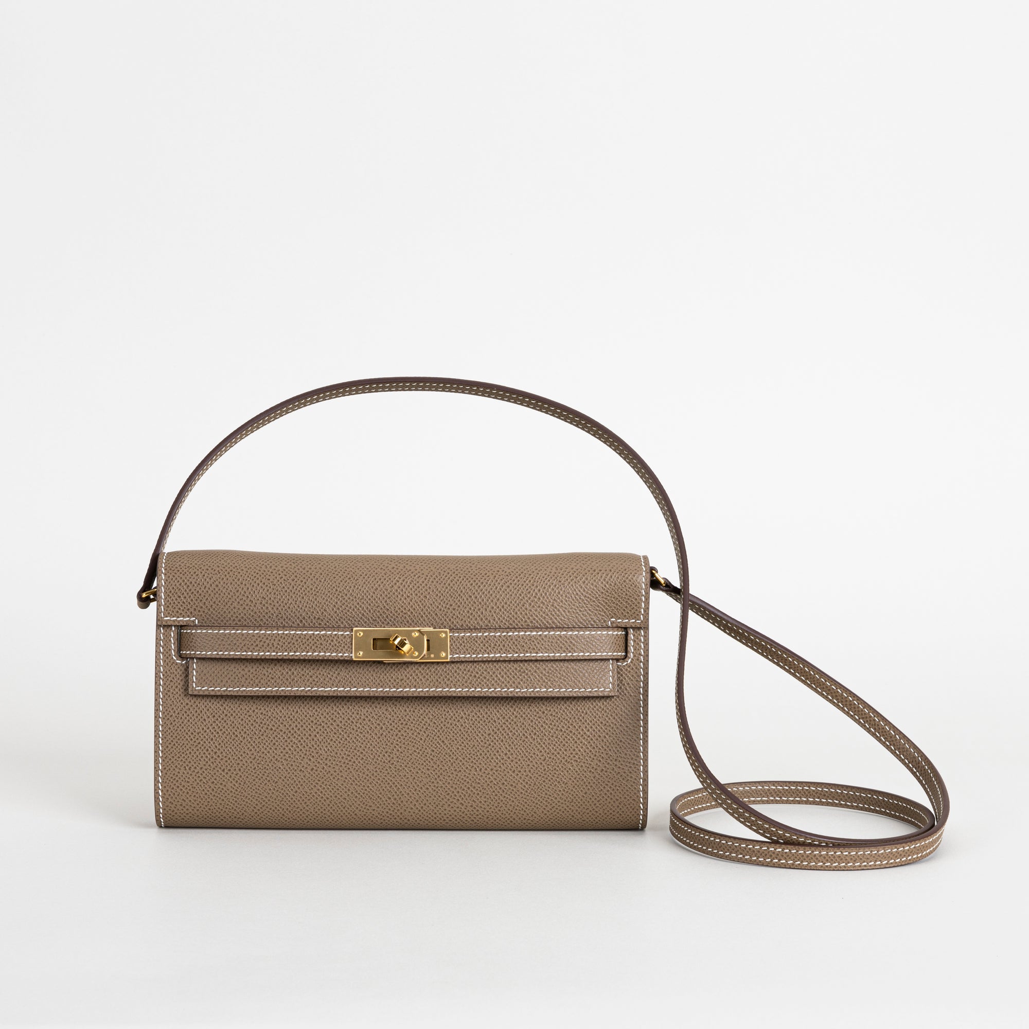 KELLY TO GO EPSOM LEATHER ETOUPE WITH GOLD HARDWARE (GHW)