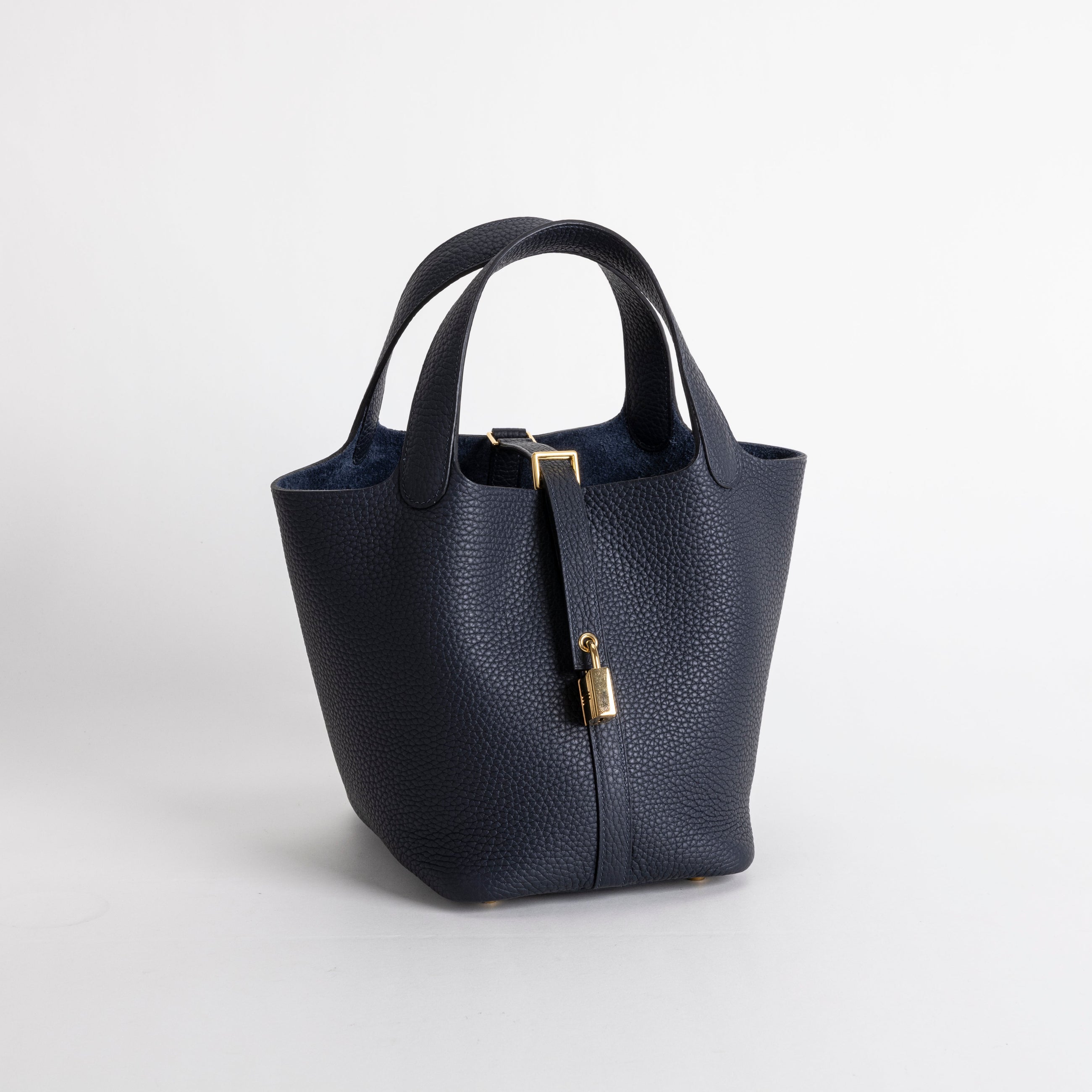 PICOTIN 18 LOCK CLEMENCE LEATHER BLEU NUIT WITH GOLD HARDWARE (GHW)