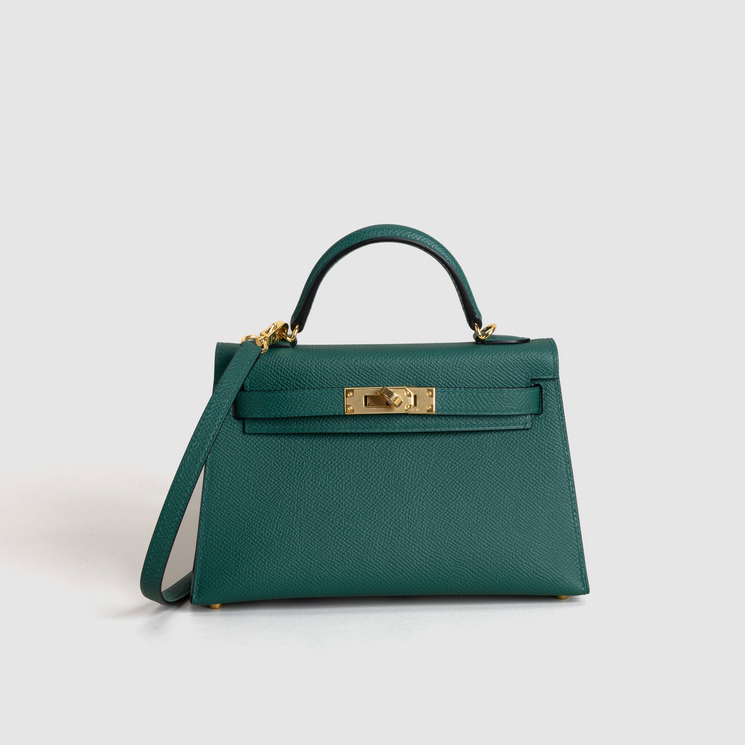 MINI KELLY II (20) EPSOM LEATHER MALACHITE WITH GOLD HARDWARE (GHW)