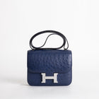 CONSTANCE 18 (MINI) OSTRICH LEATHER BLEU SAPHIR WITH PALLADIUM HARDWARE (PHW)