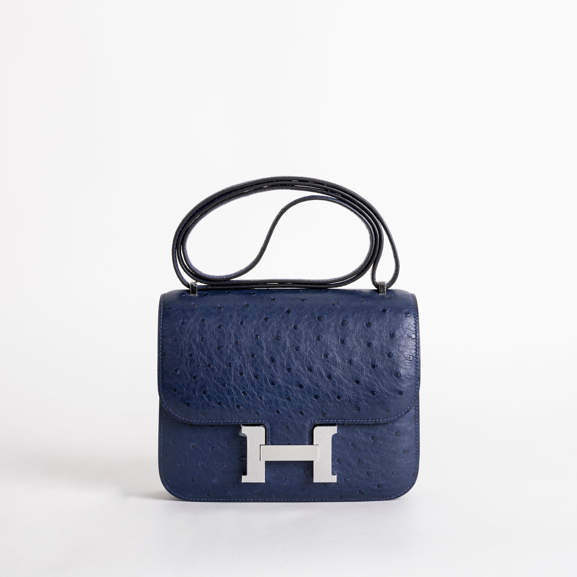 CONSTANCE 18 (MINI) OSTRICH LEATHER BLEU SAPHIR WITH PALLADIUM HARDWARE (PHW)