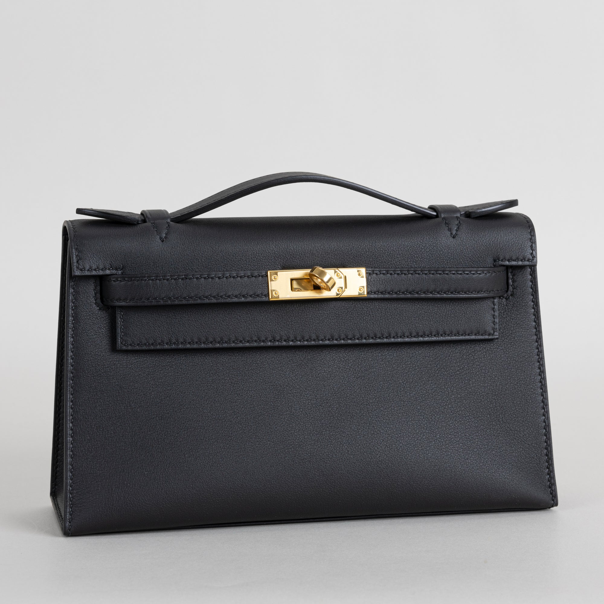 KELLY POCHETTE SWIFT LEATHER NOIR (BLACK) WITH GOLD HARDWARE (GHW)