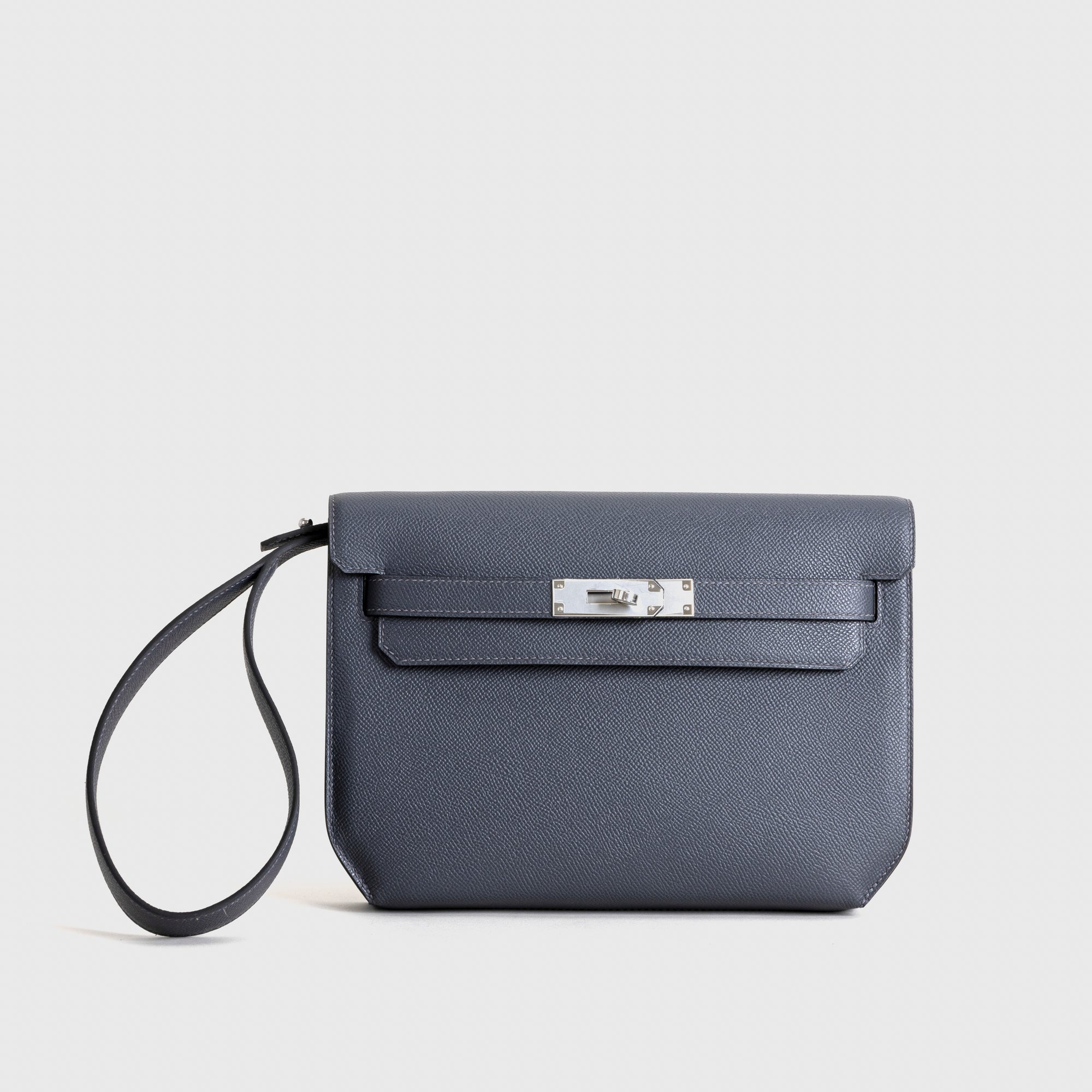 KELLY DEPECHES 25 EPSOM LEATHER GRIS MISTY WITH PALLADIUM HARDWARE (PHW)