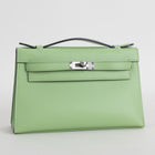 KELLY POCHETTE SWIFT LEATHER VERT CRIQUET WITH PALLADIUM HARDWARE (PHW)
