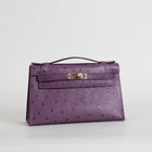 KELLY POCHETTE OSTRICH LEATHER ANEMONE WITH ROSE GOLD HARDWARE (RGHW)
