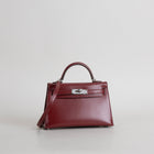 MINI KELLY II (20) BOX CALF LEATHER ROUGE H WITH PALLADIUM HARDWARE (PHW)
