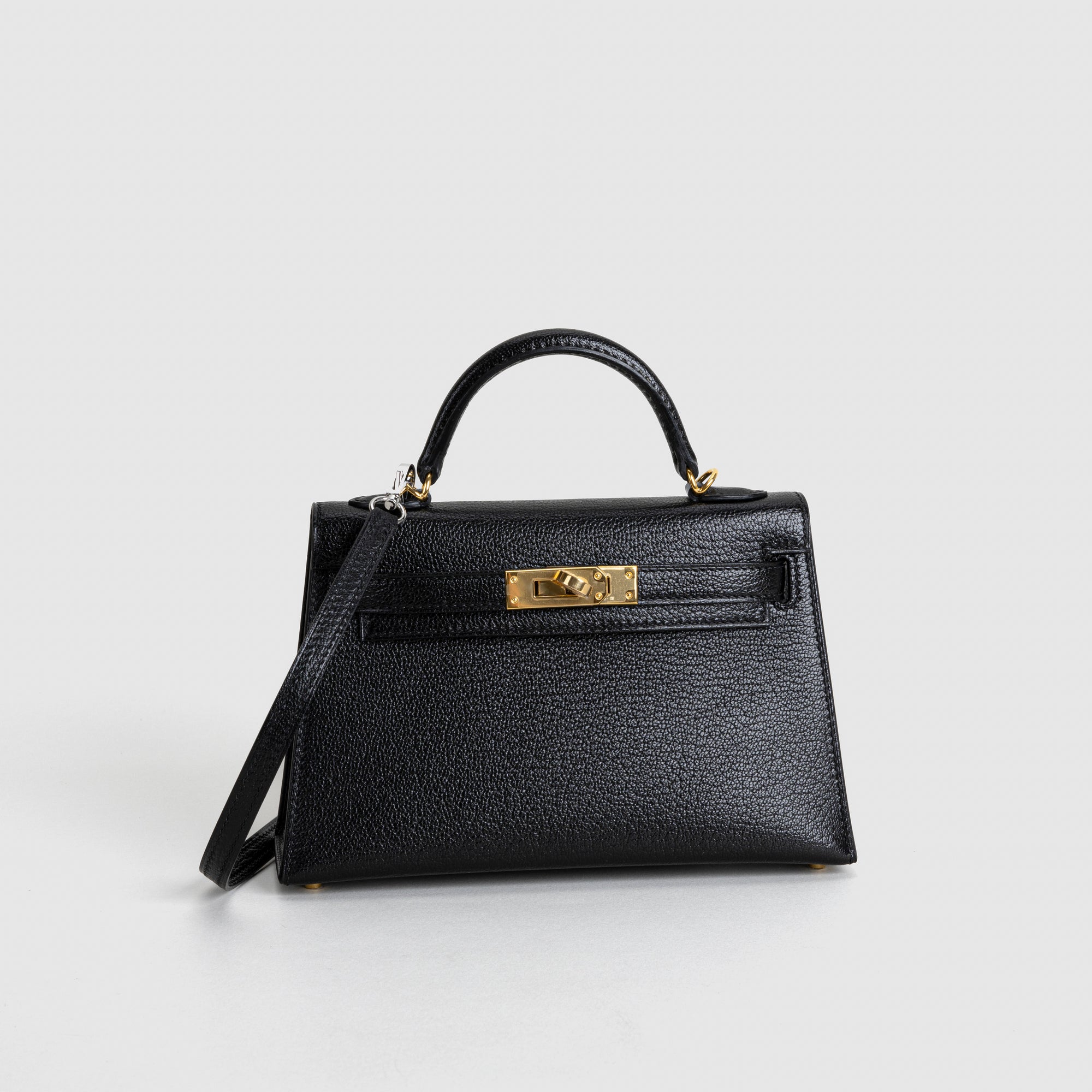 MINI KELLY II (20) CHEVRE LEATHER NOIR (BLACK) WITH GOLD HARDWARE (GHW)