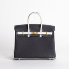 BIRKIN 25 TOGO LEATHER HORSESHOE STAMP (HSS) BI-COLOR NOIR (BLACK) & WHITE WITH GOLD HARDWARE (GHW)