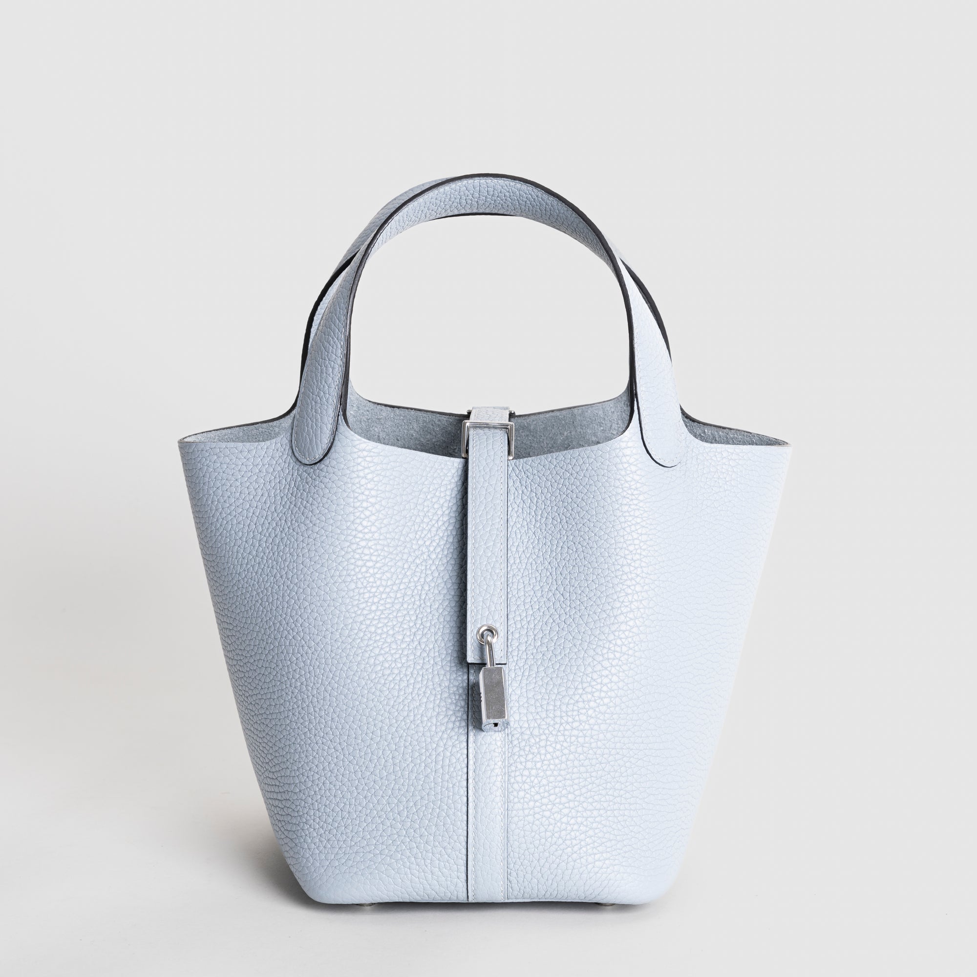 PICOTIN 18 LOCK CLEMENCE LEATHER BLEU PALE WITH PALLADIUM HARDWARE (PHW)