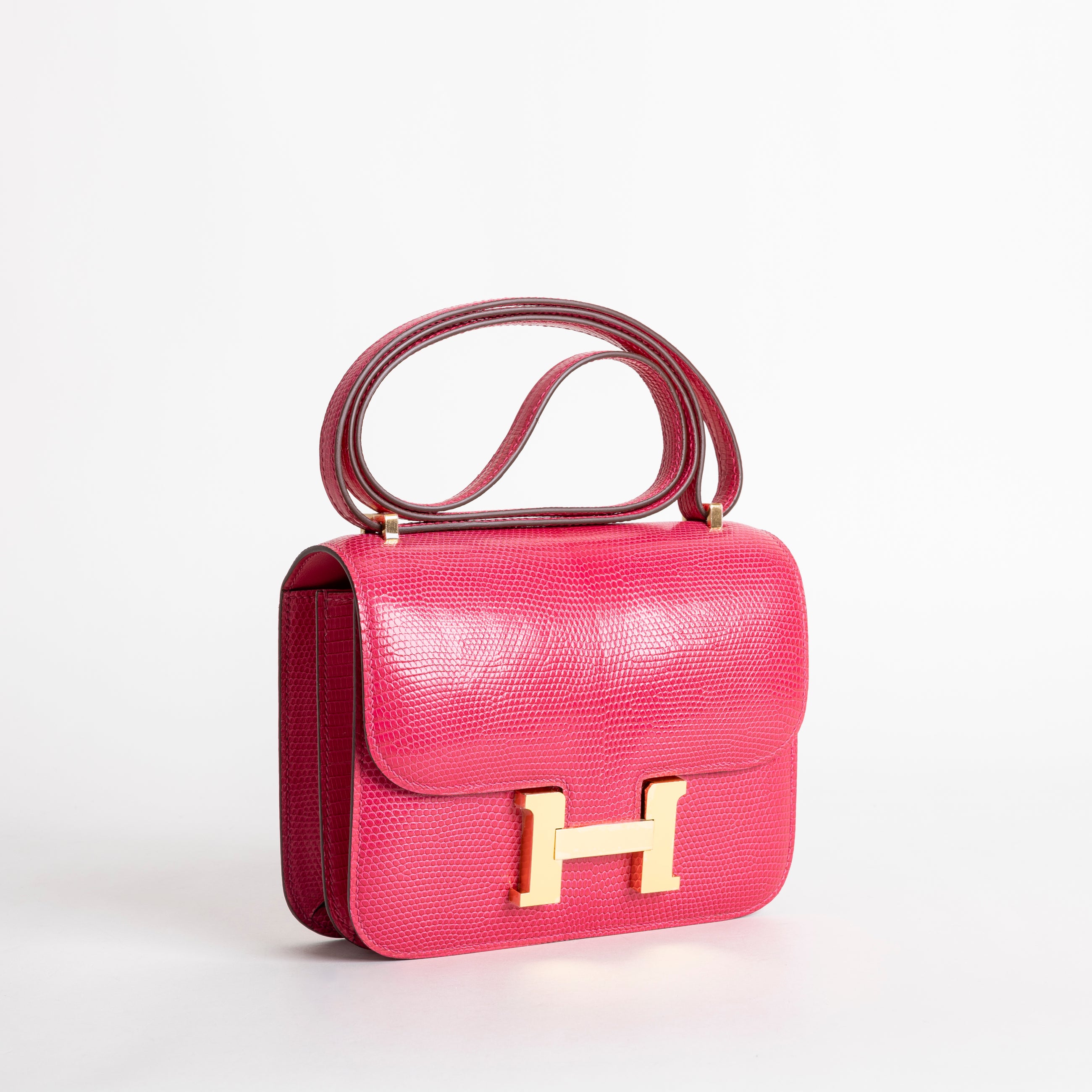 CONSTANCE 18 (MINI) LIZARD LEATHER ROSE FUCHSIA WITH GOLD HARDWARE (GHW)