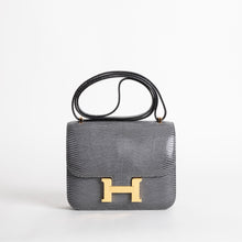 CONSTANCE 18 (MINI) LIZARD LEATHER GRIS FONCE WITH GOLD HARDWARE (GHW)