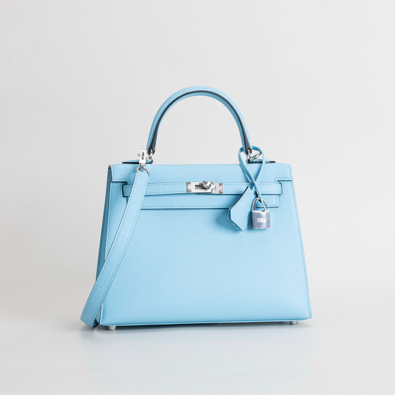 KELLY 25 EPSOM LEATHER CELESTE WITH PALLADIUM HARDWARE (PHW)