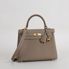 KELLY 25 TOGO LEATHER ETOUPE WITH GOLD HARDWARE (GHW)