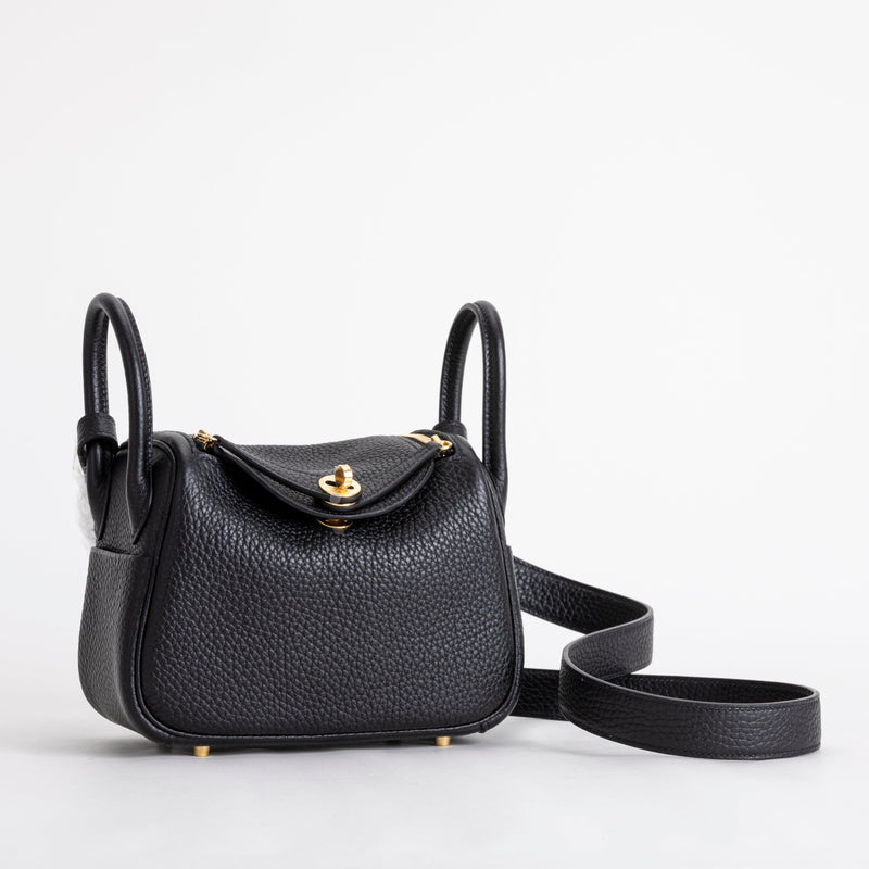 MINI LINDY 20 CLEMENCE LEATHER NOIR (BLACK) WITH GOLD HARDWARE (GHW)