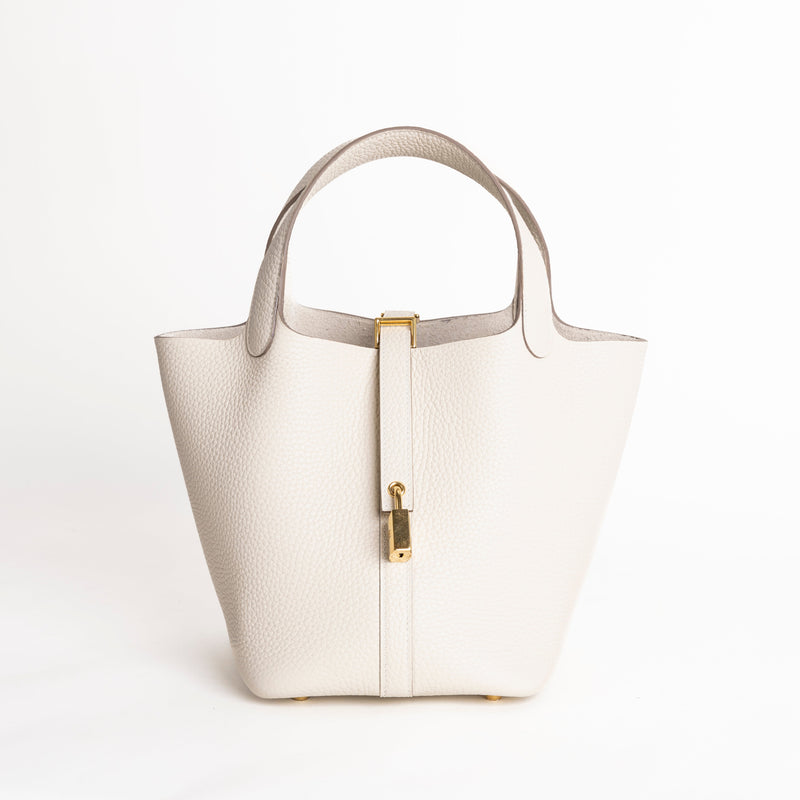 PICOTIN 18 LOCK CLEMENCE LEATHER CRAIE WITH GOLD HARDWARE (GHW)