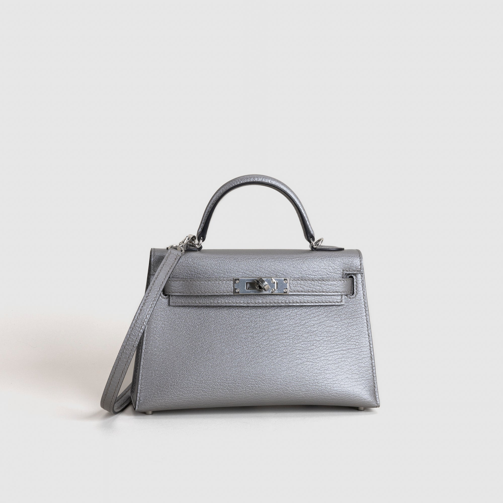 MINI KELLY II (20) CHAMKILLIGHT CHÈVRE LEATHER GRIS ARGENTE WITH PALLADIUM HARDWARE (PHW)