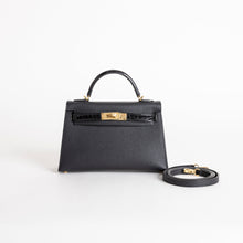 MINI KELLY II (20) TOUCH SHINY MISSISSIPPIENSIS ALLIGATOR LEATHER & EPSOM LEATHER NOIR (BLACK) WITH GOLD HARDWARE (GHW)