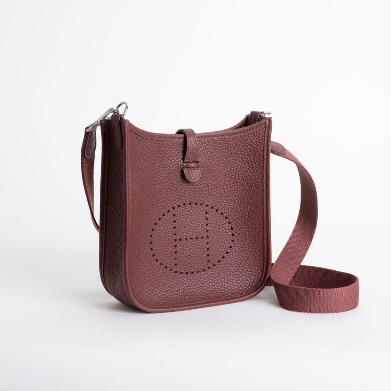 MINI EVELYNE (TPM) CLEMENCE LEATHER ROUGE H WITH PALLADIUM HARDWARE (PHW)