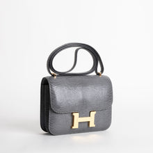 CONSTANCE 18 (MINI) LIZARD LEATHER GRIS FONCE WITH GOLD HARDWARE (GHW)