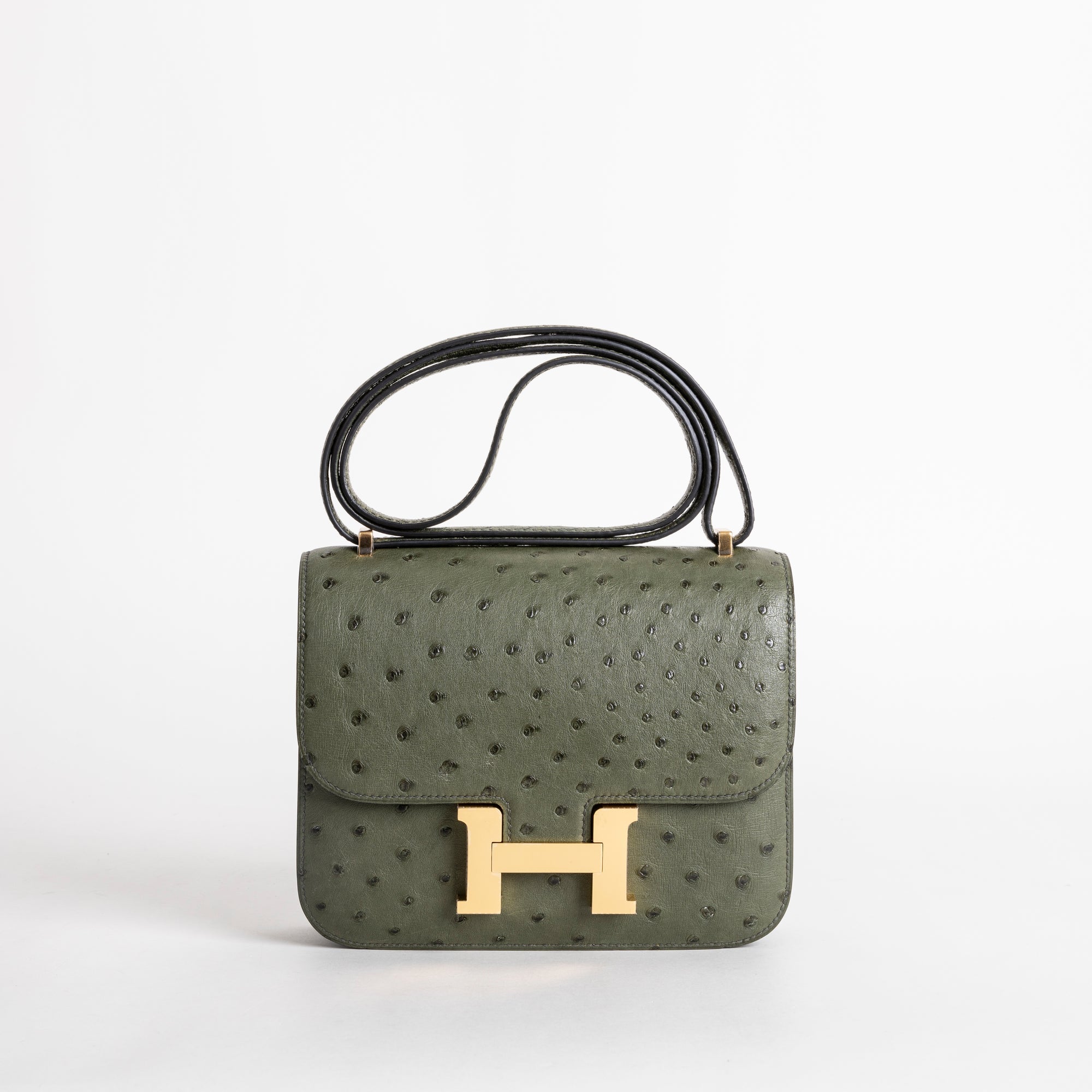 CONSTANCE 18 (MINI) OSTRICH LEATHER VERT CYPRES WITH GOLD HARDWARE (GHW)