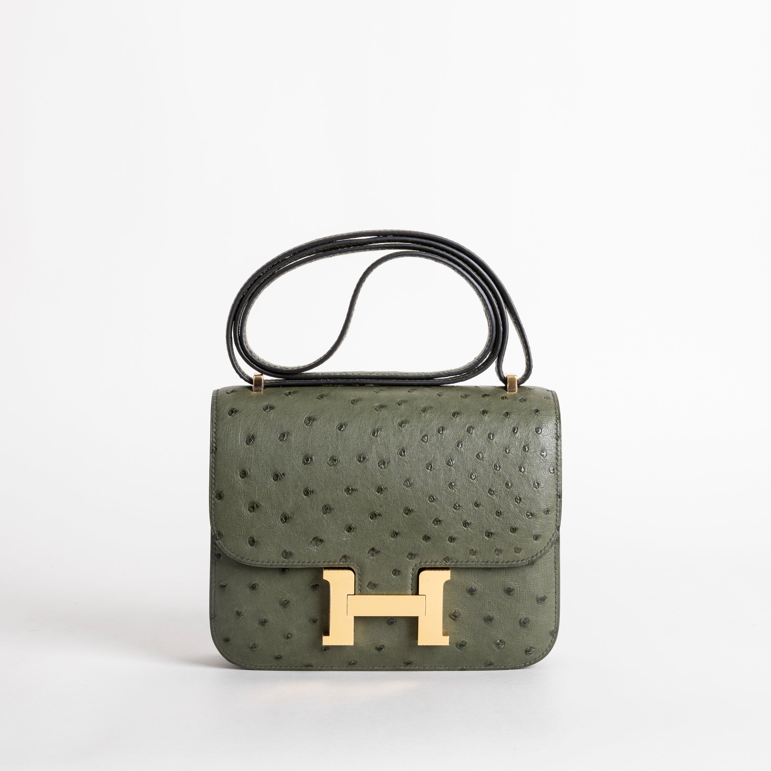 CONSTANCE 18 (MINI) OSTRICH LEATHER VERT CYPRES WITH GOLD HARDWARE (GHW)