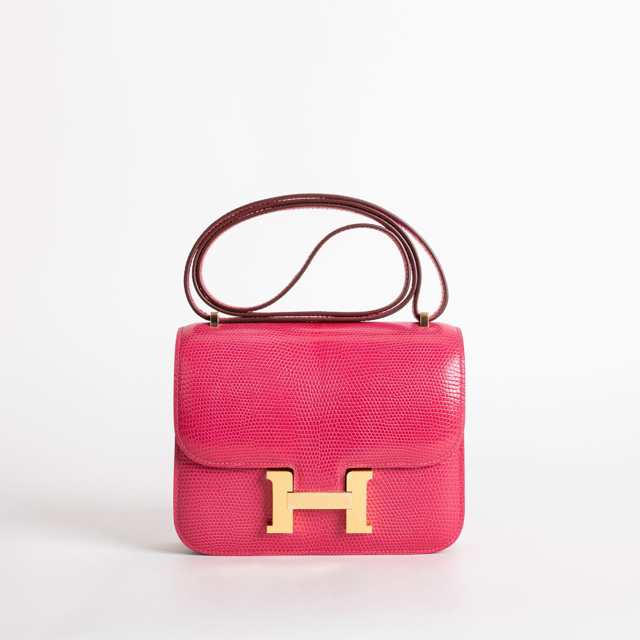 CONSTANCE 18 (MINI) LIZARD LEATHER ROSE FUCHSIA WITH GOLD HARDWARE (GHW)