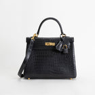 KELLY 25 MATTE POROSUS CROCODILE LEATHER NOIR (BLACK) WITH GOLD HARDWARE (GHW)